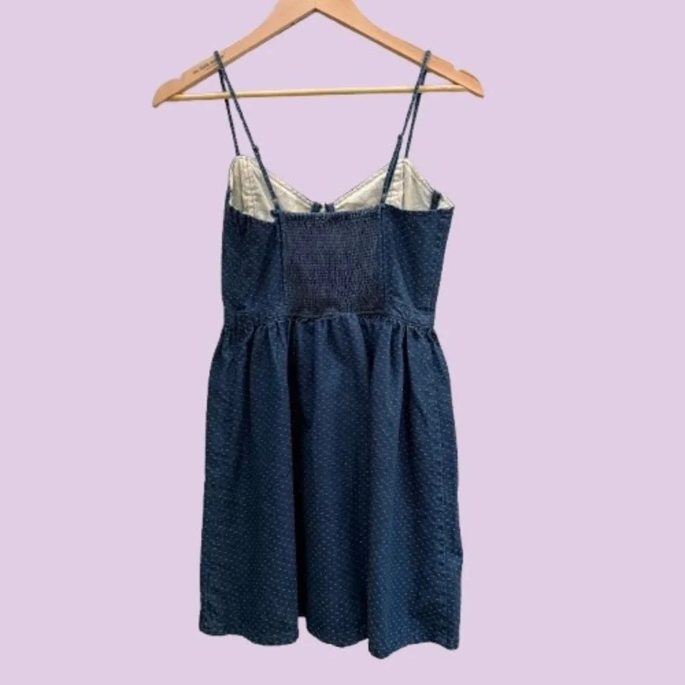 Free People Polka Dot Denim Bustier Mini Dress Indigo Blue XS - Picture 4 of 6